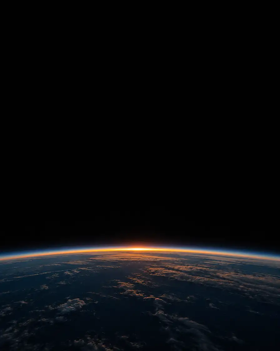 The edge of Earth seen from orbit at sunrise